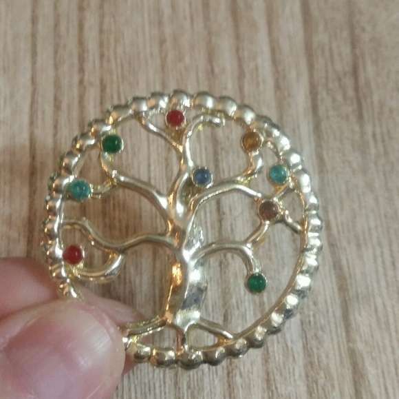 Vintage Tree of Life Gold Tone Brooch/Pin - Picture 4 of 4